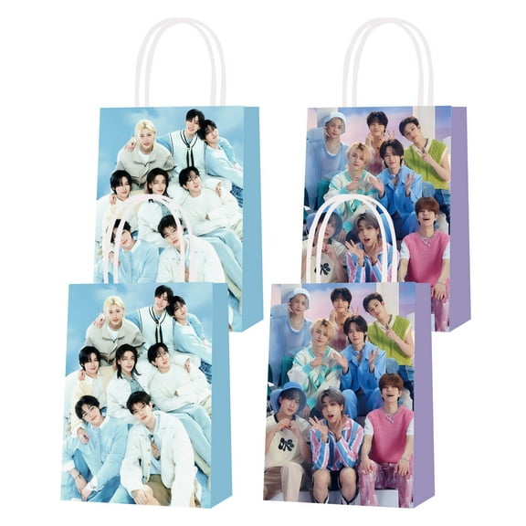 16 pcs For Stray Kids Theme Birthday Party Bags,Party Favor Bags,With Candy Gift Bags Handles Favor Bags for Birthday Party Decorations