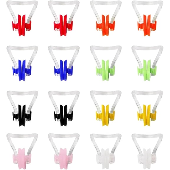 16 pcs Nose Clips Swimming, Nose Plug Reusable Waterproof Nose Protector, Waterproof Silicone Nose Plugs, Training Swim Nose Protector Plug for Kids, Adults, Beginners, Free Divers (8 Colors)