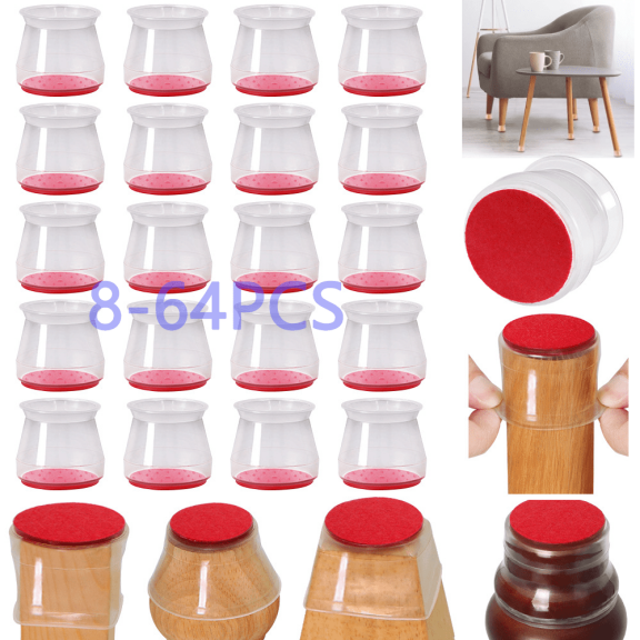 16 pcs Ruby Slide Chair Leg Protectors for Hardwood Floors, Fits All Shapes