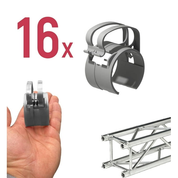16 pcs SILVER SET of SNAP Clamp - Cable Management Clamp for 50mm truss