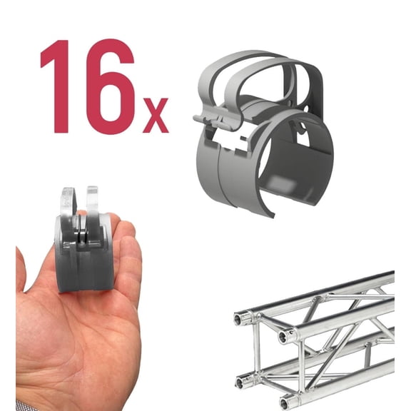 16 pcs SILVER SET of SNAP Clamp - Cable Management Clamp for 50mm truss