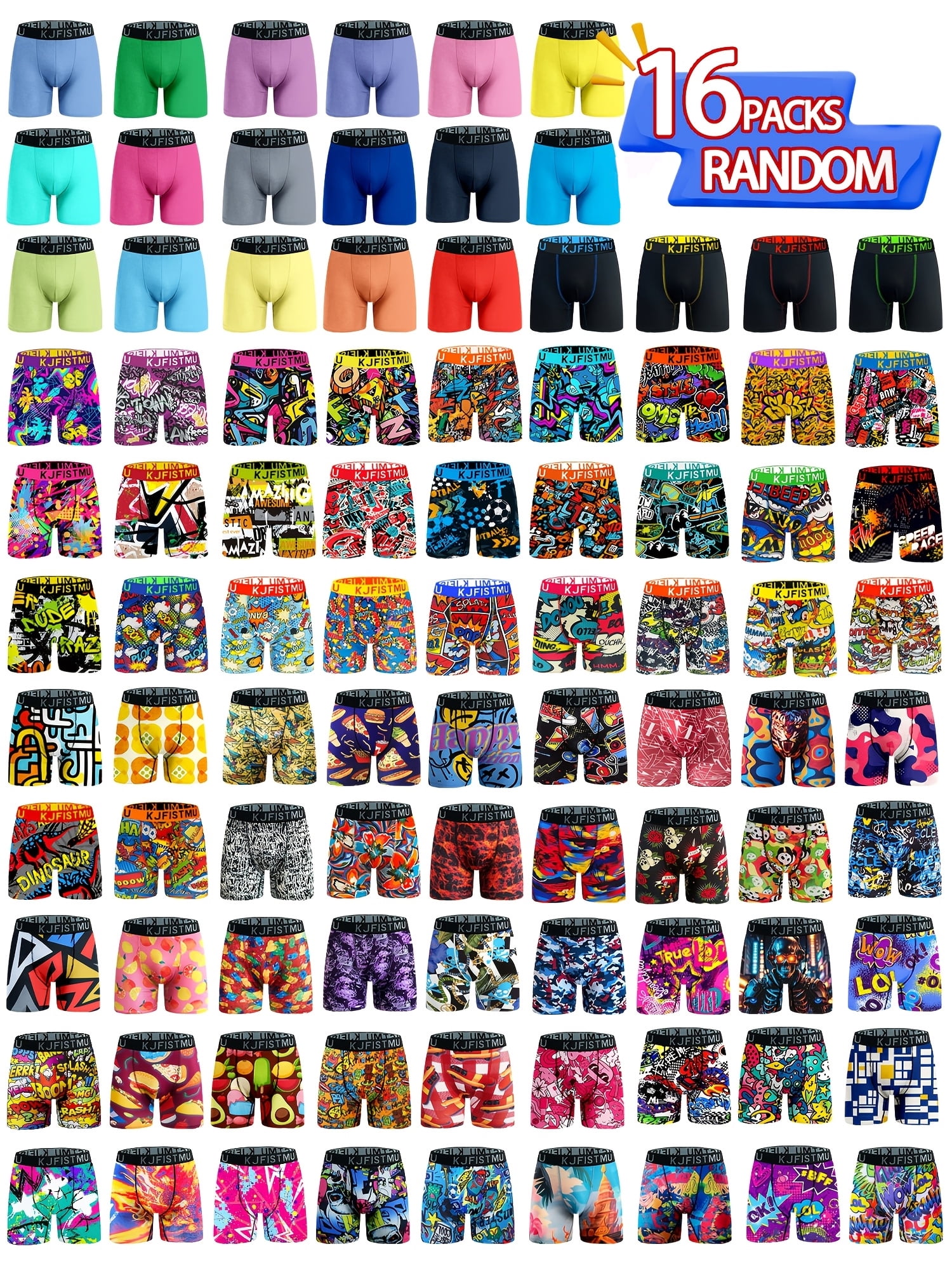 16-piece men's boxer briefs set, KJFISTMU surprise set, various styles ...
