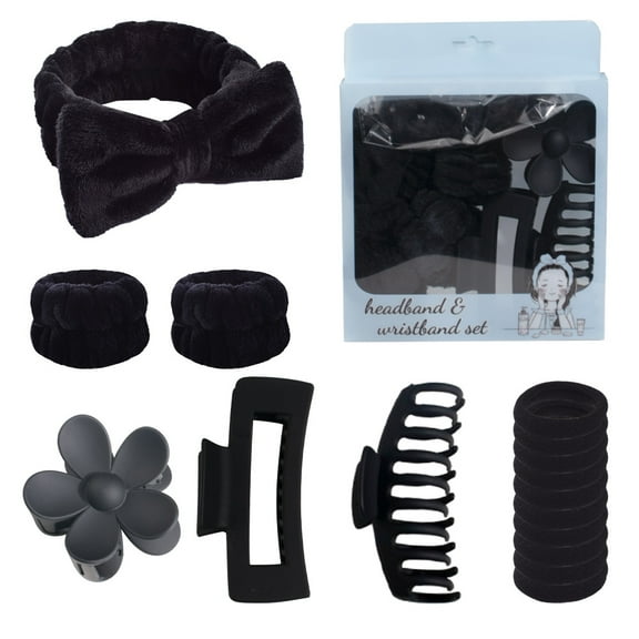16 piece set of hair clips, clasps, headbands, hair accessories, shark clips, hair hooks, Hair Ties，hairbands, Face Wash Headband & Wrist Bands