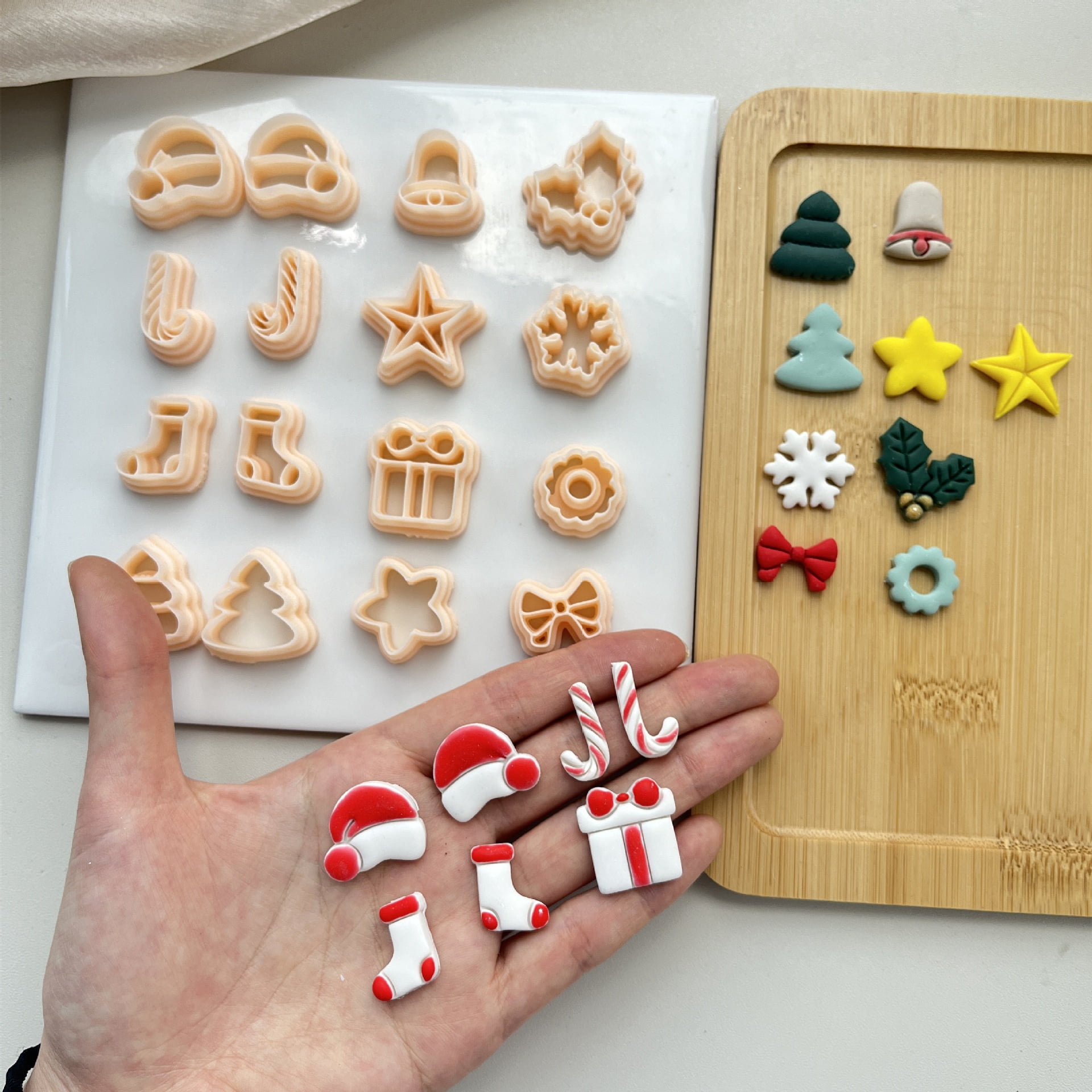 16-piece set of mini Christmas earring molds, soft clay molds, DIY handmade jewelry tools