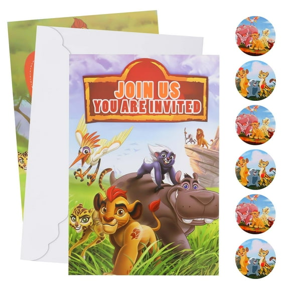 16 piece set with envelope and sticker Little Lion King birthday invitation letter, birthday party supplies, decoration party supplies