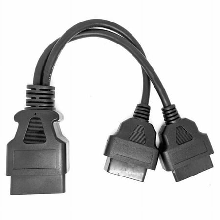 16 pin OBD2 OBDII Splitter Extension Cable Male to Dual Female Y Cable 30cm New