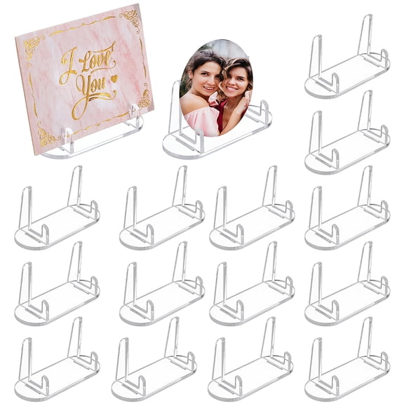 16 sets Acrylic Trading Card Display Stand Oval Acrylic Display Bases Detachable Sports Card Holder for Card Block Graded Card Display