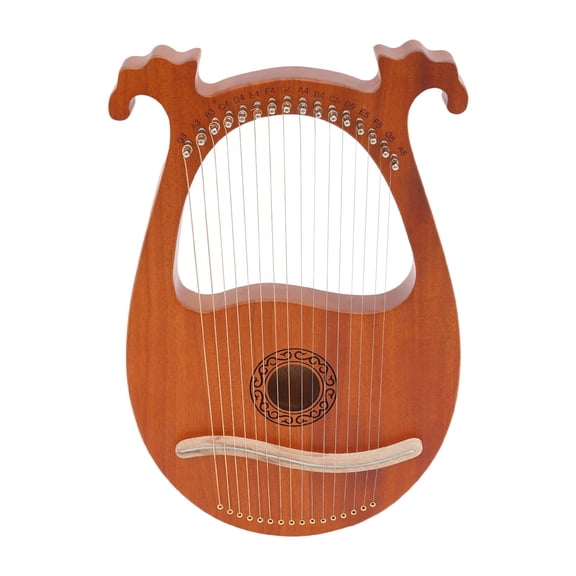 16-string Harp Mahogany Body with Tuning Key String Cartridge for Music Lovers, Beginners, and Friends