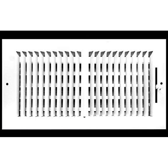 16"w X 6"h 2-Way-Flat Stamped Steel - Vent Cover - Grille Register - Sidewall or Ceiling - High Airflow - White [Outer Dimens