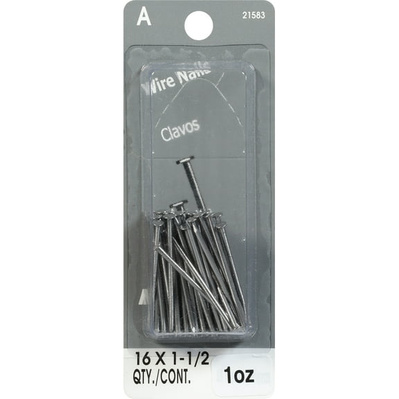 16 x 1-1/2" Steel Wire Flat Head Nails