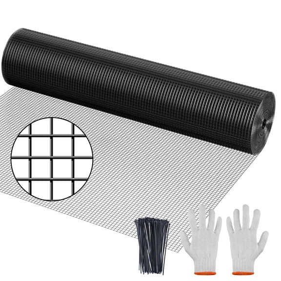 16" x 10' Black Vinyl Coated Galvanized Steel Fencing Roll