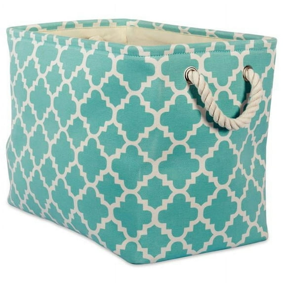 16 x 10 x 12 in. Lattice Rectangle Polyester Storage Bin, Aqua - Medium