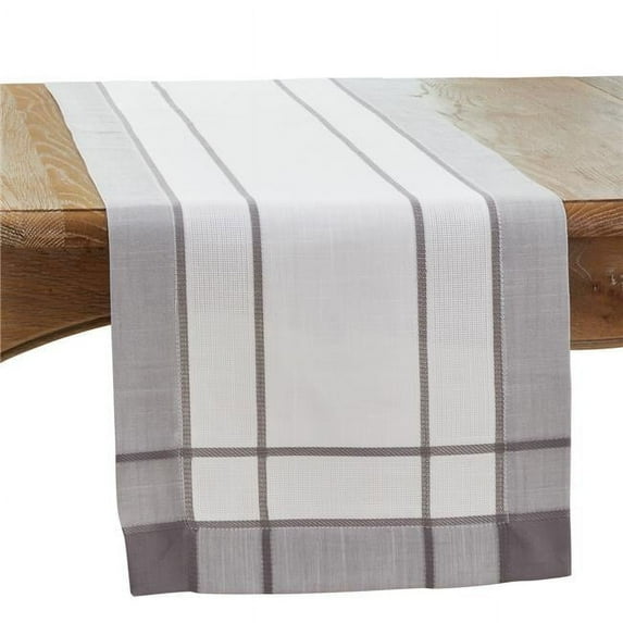 16 x 108 in. Banded Border Oblong Table Runner, Gray