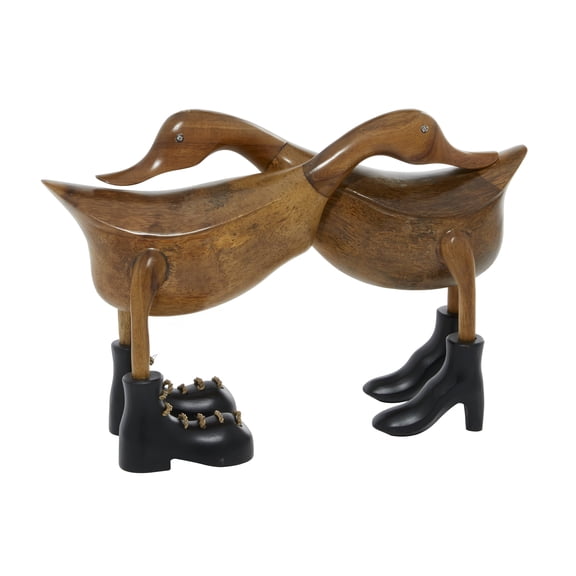 16" x 11" Brown Bamboo Handmade Duck Sculpture, by DecMode