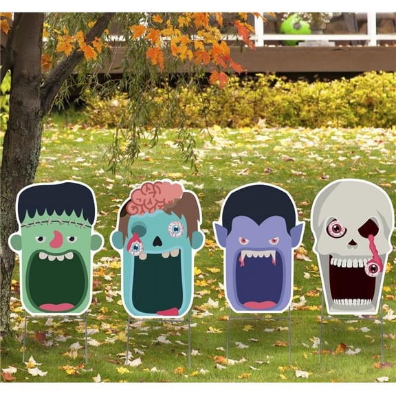 16 x 11 in. Halloween Faces Yard Signs, 4 Count