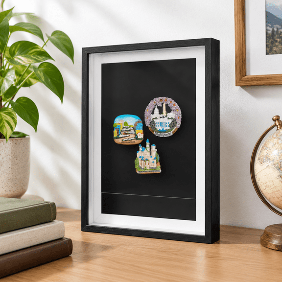 16" x 12" Black Dustproof Magnetic Shadow Box for Souvenir and Keepsake Display