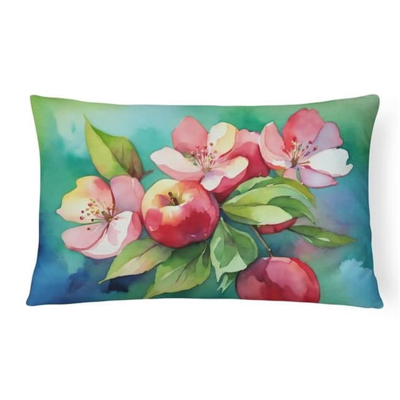 16 x 12 in. Unisex Arkansas Apple Blossom in Watercolor Fabric Decorative Pillow