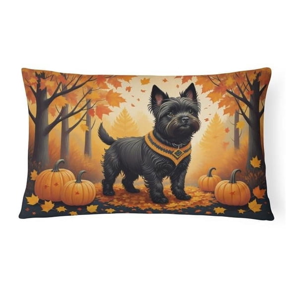 16 x 12 in. Unisex Black Cairn Terrier Fall Fabric Decorative Pillow