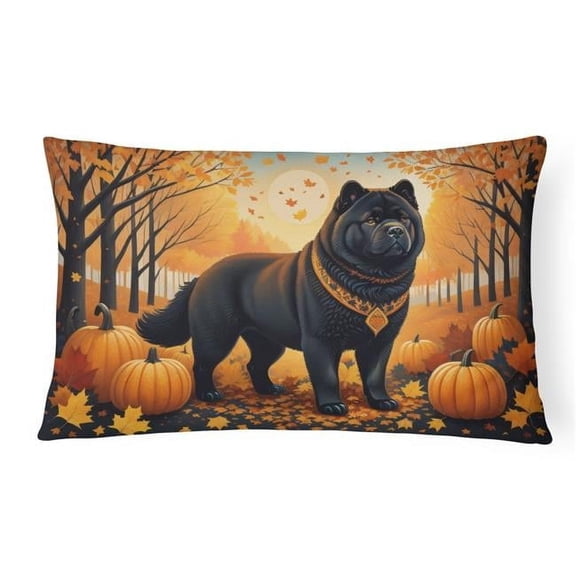 16 x 12 in. Unisex Black Chow Chow Fall Fabric Decorative Pillow