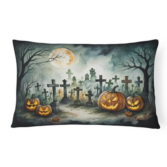 16 x 12 in. Unisex Graveyard Spooky Halloween Fabric Decorative Pillow