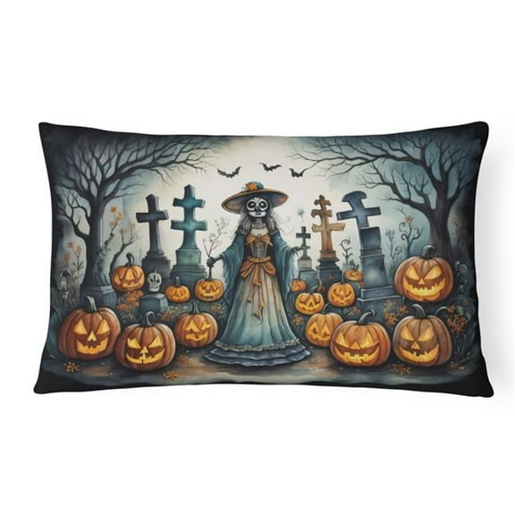 16 x 12 in. Unisex La Catrina Skeleton Spooky Halloween Fabric Decorative Pillow