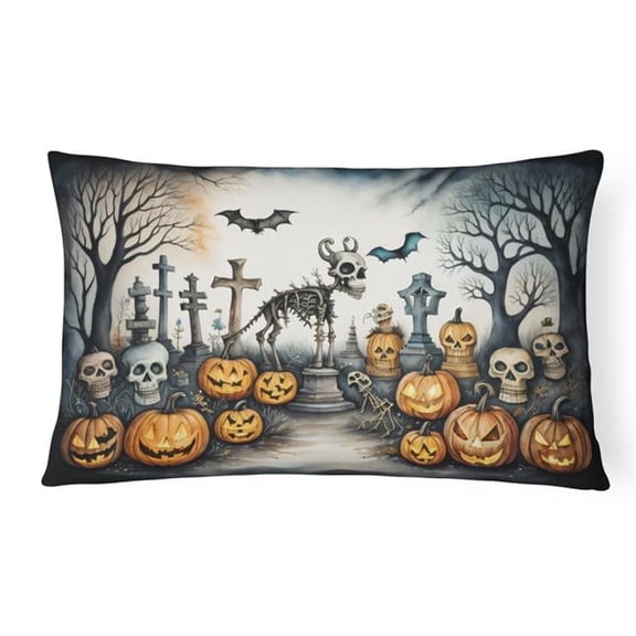 16 x 12 in. Unisex Pet Cemetery Spooky Halloween Fabric Decorative Pillow