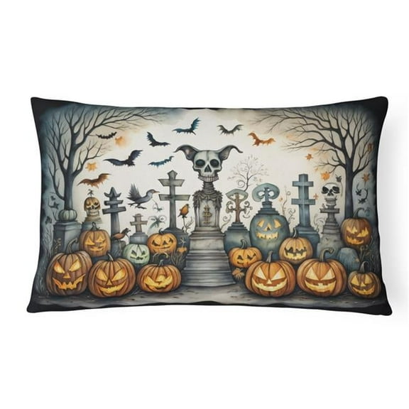16 x 12 in. Unisex Pet Cemetery Spooky Halloween Fabric Decorative Pillow