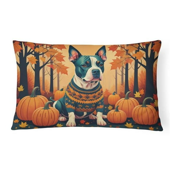 16 x 12 in. Unisex Pit Bull Terrier Fall Fabric Decorative Pillow