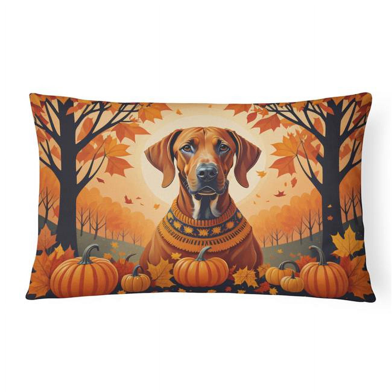 16 x 12 in. Unisex Rhodesian Ridgeback Fall Fabric Decorative Pillow ...