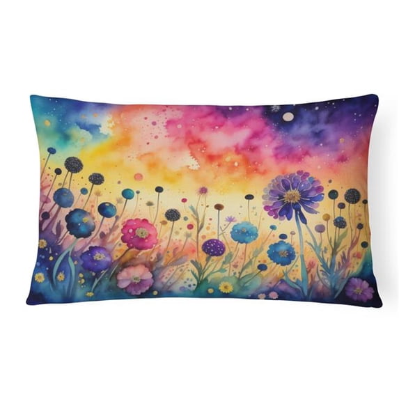16 x 12 in. Unisex Scabiosa in Color Fabric Decorative Pillow