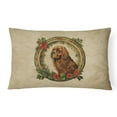 thumbnail image 1 of 16 x 12 in. Unisex Sussex Spaniel Christmas Flowers Polyester Fabric Throw Pillow, 1 of 1