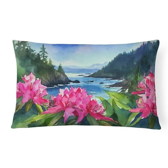 16 x 12 in. Unisex Washington Coast Rhododendrons in Watercolor Fabric Decorative Pillow