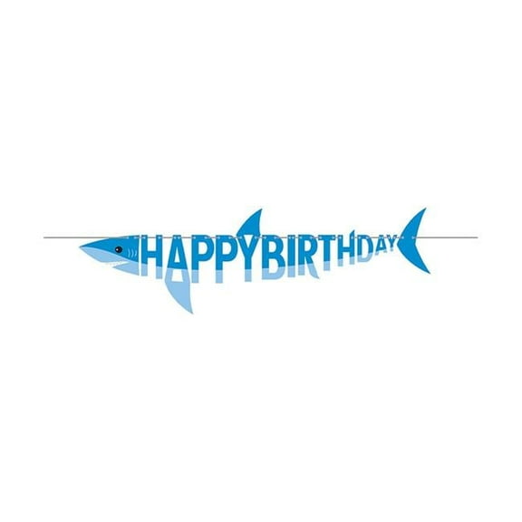 16 x 13.25 in. Shark Party Shaped Banner with Ribbon, Blue
