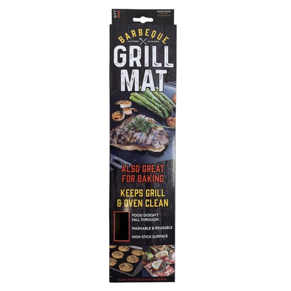 16" x 13" BBQ Grill Mat - Non-Stick, Reusable, Perfect for Gas, Charcoal and Electric Grills, Even Cooking and No Mess, Ideal for Steaks, Veggies, Pizza and More, Versatile Kitchen Essential, Black