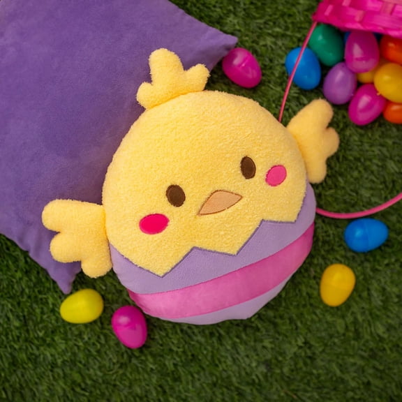 16" x 14" Easter Whimsy Yellow Chick in Egg Pillow