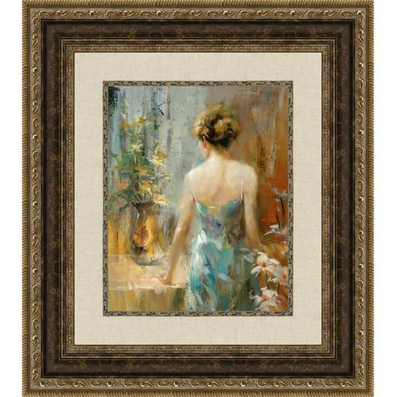 16 x 14 in. Loveliness, Framed Textured Fine Art Print - Brown & Bronze