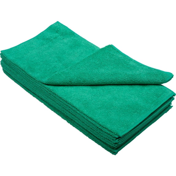 Global Industrial 300 GSM Microfiber Cleaning Cloths 16"" x 16"" Green 12 Cloths