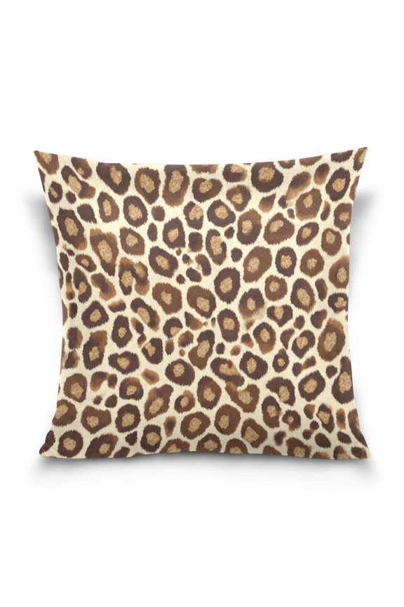 16" x 16" Decorative Throw Pillow Soft Double Sided Printed Pillow Cover Decorative with Hidden Zipper Brown Leopard Print Pattern