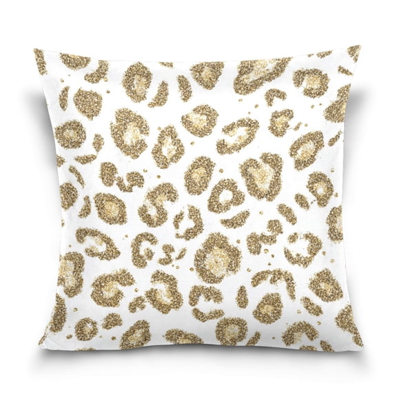 16" x 16" Decorative Throw Pillow Soft Double Sided Printed Pillow Cover Decorative with Hidden Zipper Gold Leopard Print Pattern