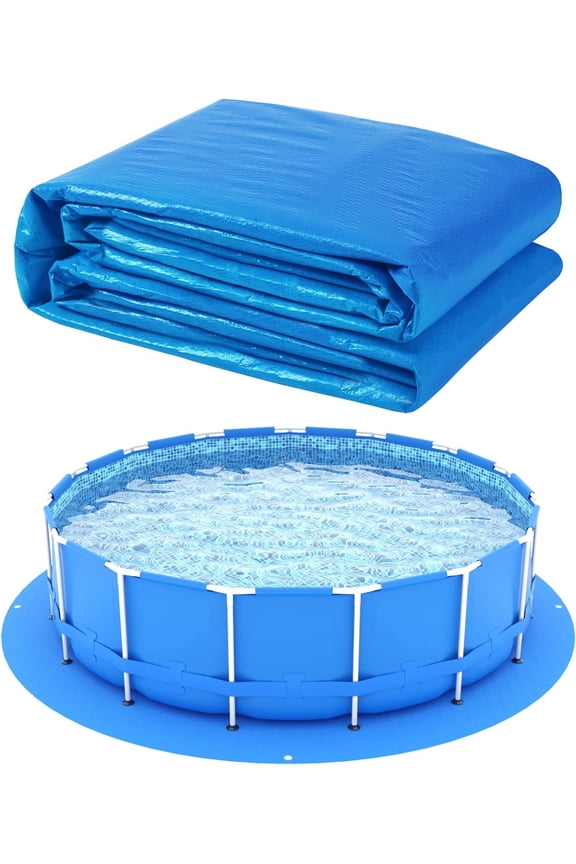 16 x 16 Ft Swimming Pool Ground Cloth Round Swimming Pool Tarpaulin Tarp for Above Ground Swimming Pools Heavy Duty Pool Ground Mat Protector Pad Prevents Punctures