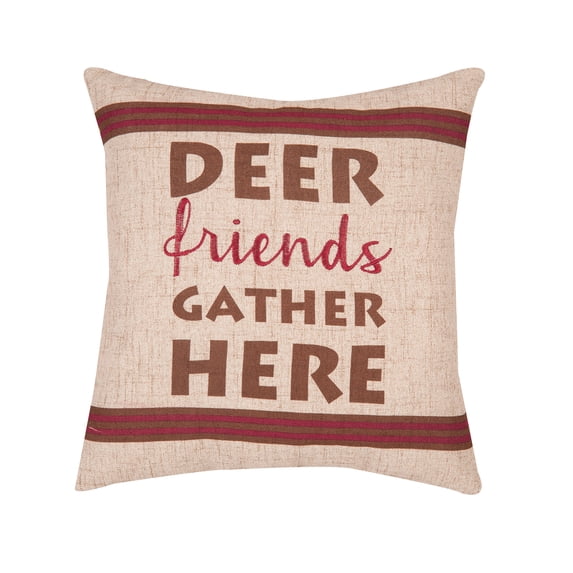 Gather Here Printed / Embroidered Thanksgiving Throw Pillow, 16" x 16"