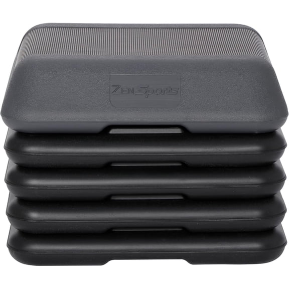 16" x 16" High Aerobic Step Aerobics Stepper Platform with 4 Risers | Exercise Workout Stepper, Home Gym Equipment, Fitness Step Platform, Adjustable Aerobic Stepper - Black-Grey