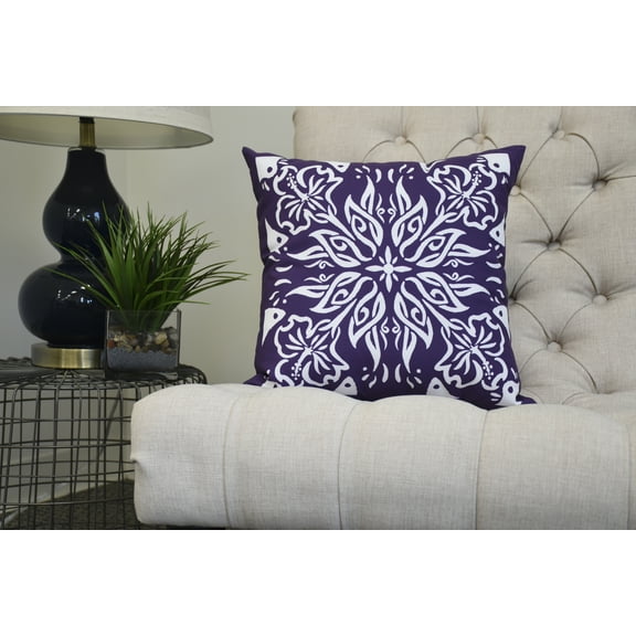 16 x 16 Inch, Cuban Tile 3, Geometric Print Pillow, Purple
