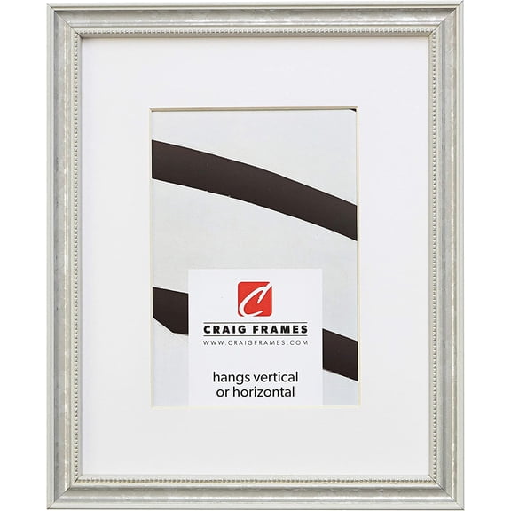 16 x 16 Inch Ornate White and Silver Picture Frame Matted to Display a 12 x 12 Inch Photo
