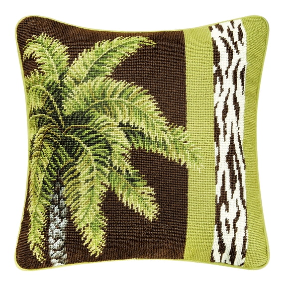 Palm Tree/Safari Needlepoint Pillow, 16" x 16"