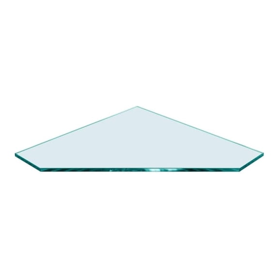 16" x 16" Pentagon Glass Corner Shelf - Shelf Only - Tempered - 3/8" Thick - Flat Polished Glass