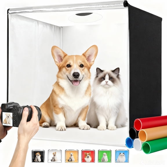 16" x 16" Photography Studio Light Cube, Variable 3 Color Temperatures Ranging 3200-5600K,Equipped with 120 LED Lights, Professional Grade Photo Tent Kit