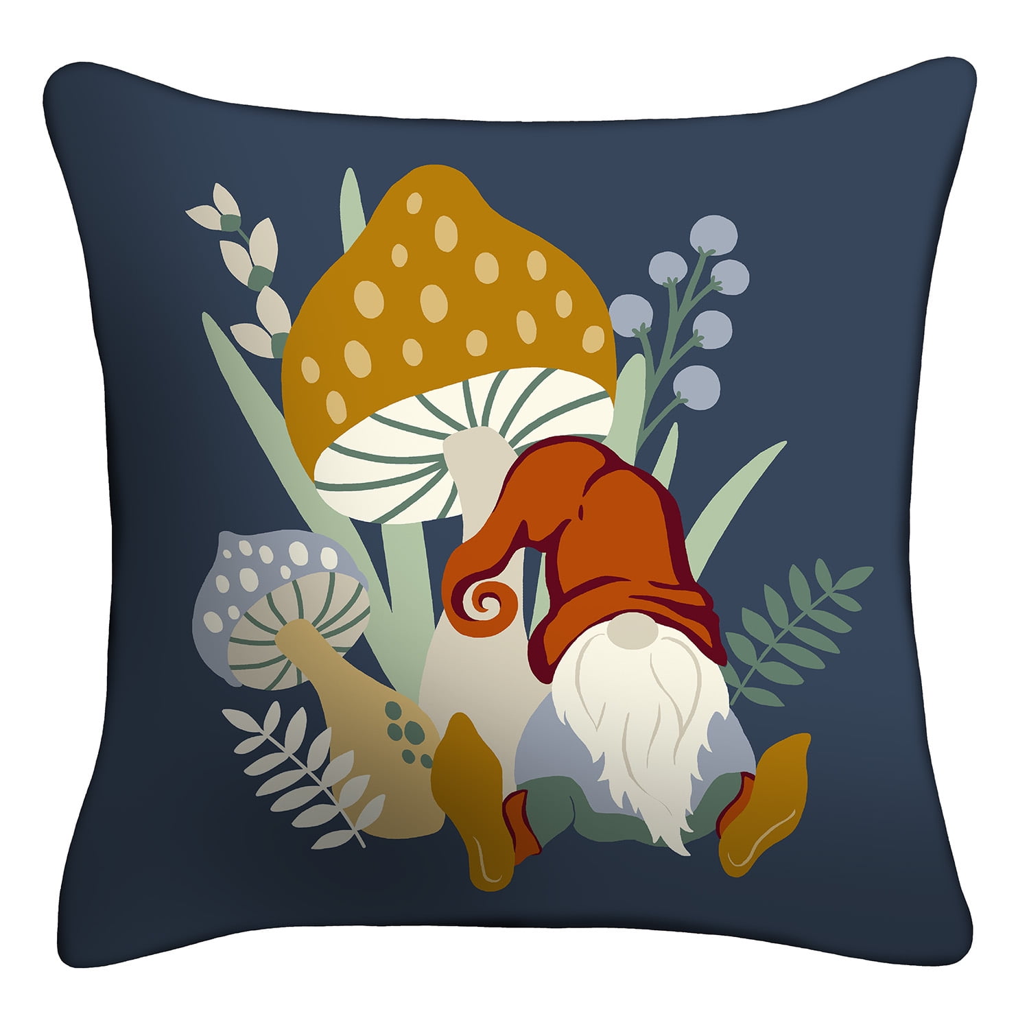 16" x 16" Reversible Gnome Mushroom Decorative Outdoor Throw Pillow