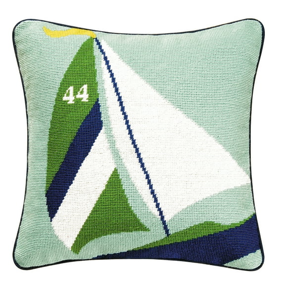 Sailboat Needlepoint Accent Pillow