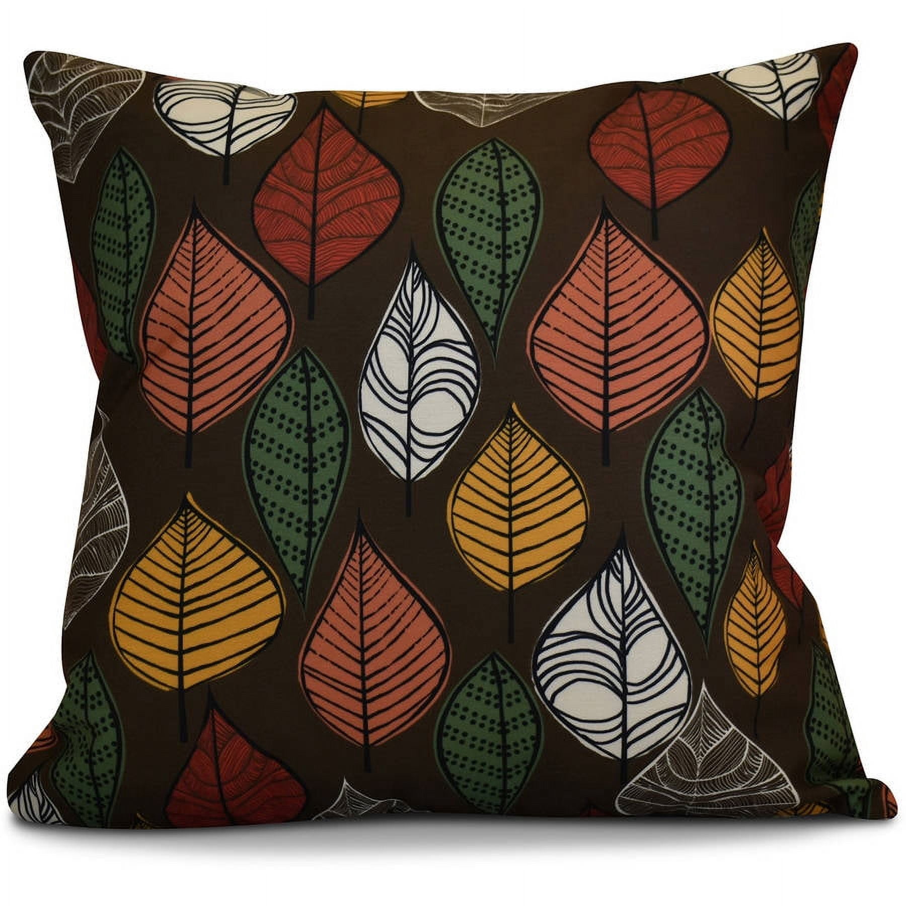 16" x 16" Simply Daisy Autumn Leaves Fall Polyester Accent Pillow, Brown Qty 1